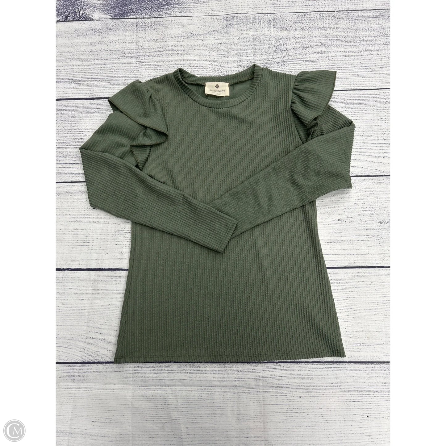 Top Long Sleeve By Betseys Boutique Shop In Green, Size: M