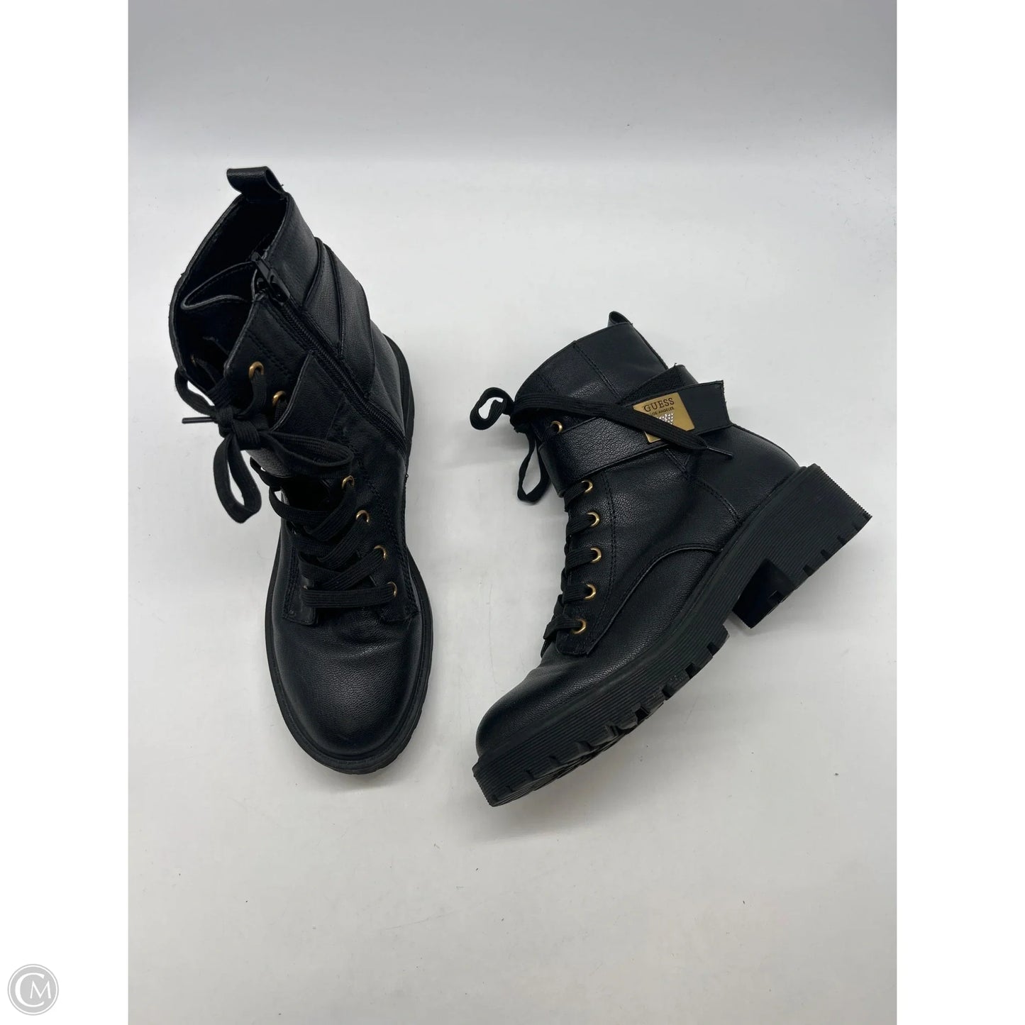 Boots Ankle Heels By Guess In Black, Size: 8