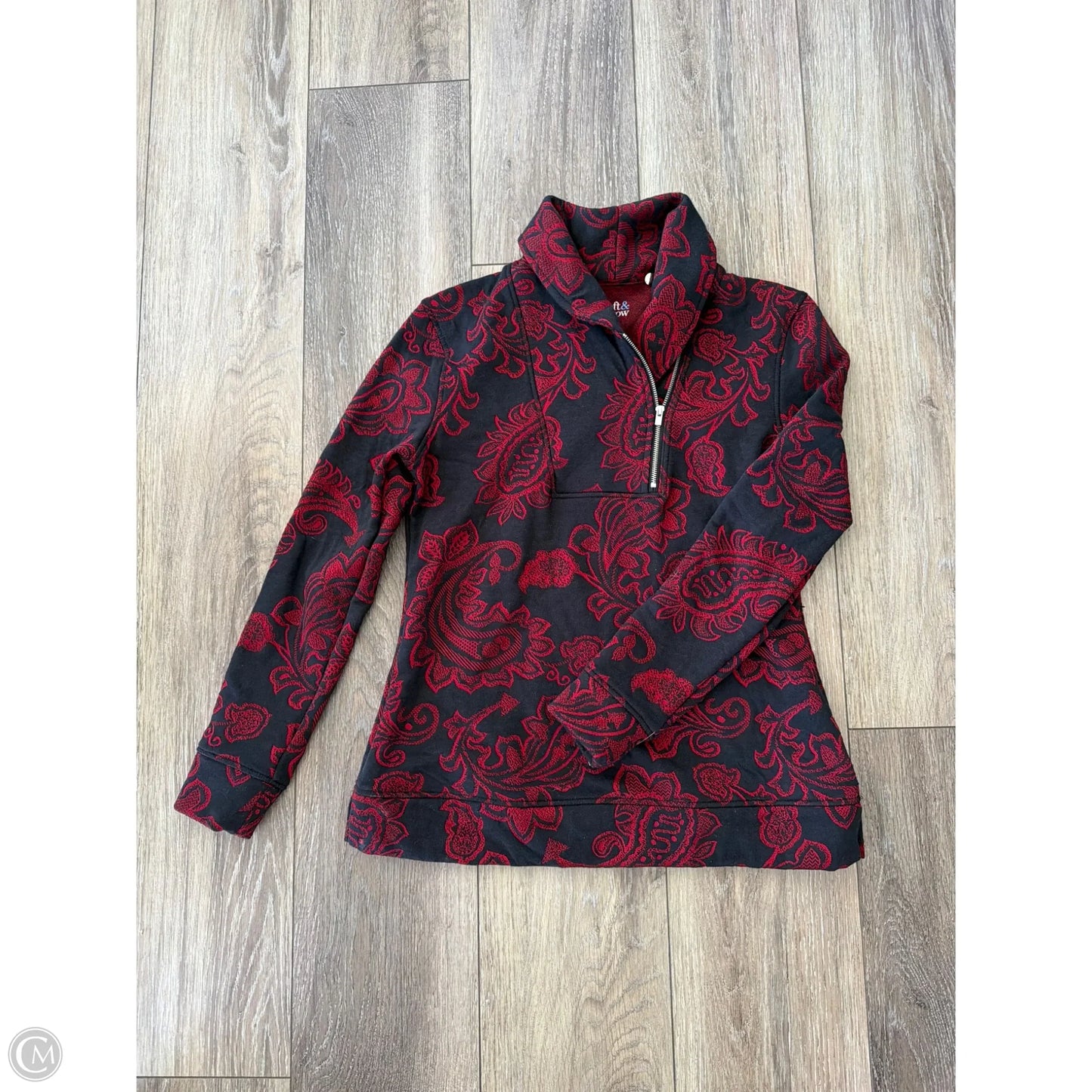 Top Long Sleeve By Croft And Barrow In Black & Red, Size: Xsp