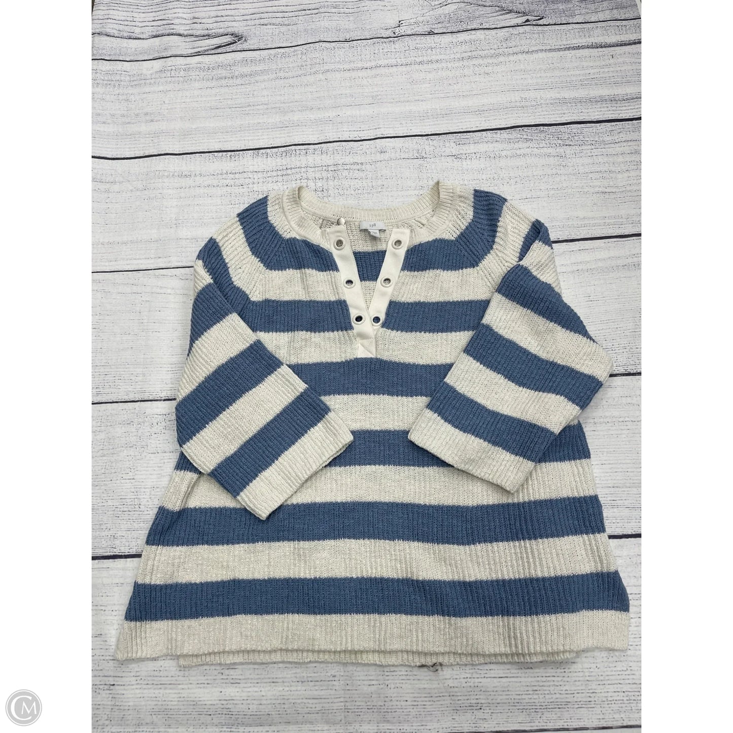 Top 3/4 Sleeve By J. Jill In Blue & White, Size: Xl