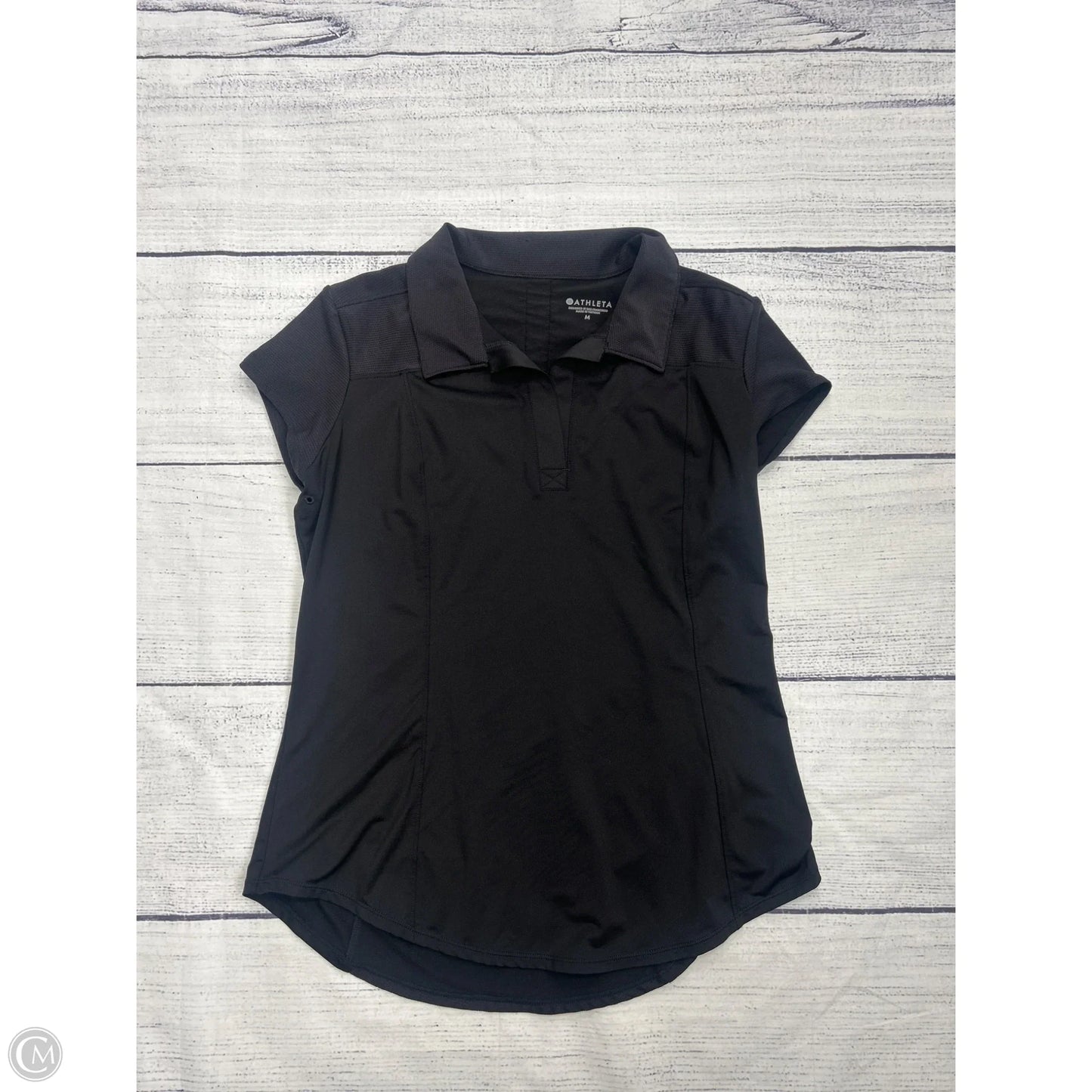 Athletic Top Short Sleeve By Athleta In Black, Size: M