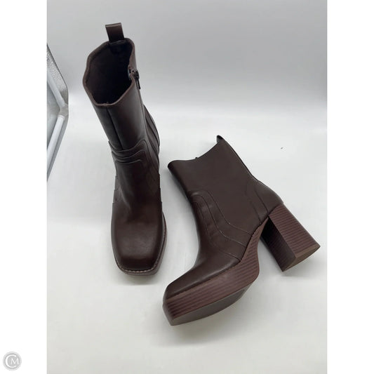 Boots Ankle Heels By Ophelia Roe In Brown, Size: 10