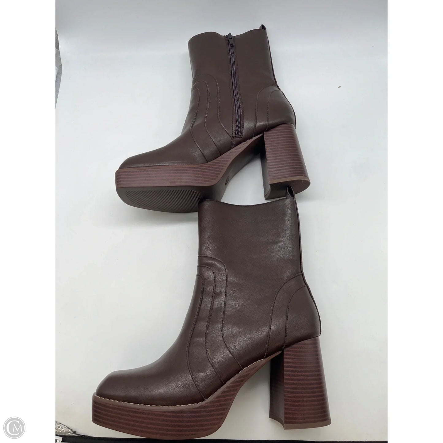 Boots Ankle Heels By Ophelia Roe In Brown, Size: 10