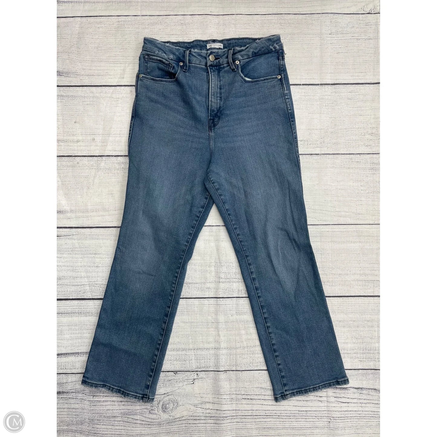 Jeans Straight By Good American In Blue Denim, Size: 12