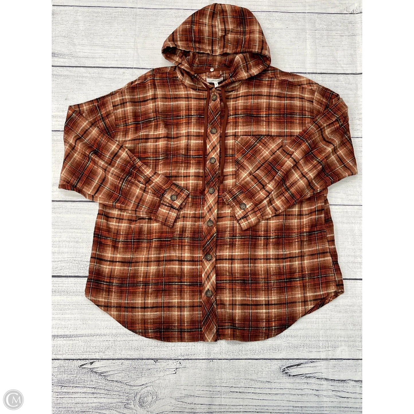 Top Long Sleeve By Maurices In Brown, Size: 1x