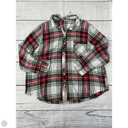 Top Long Sleeve By Aerie In Plaid Pattern, Size: 1x