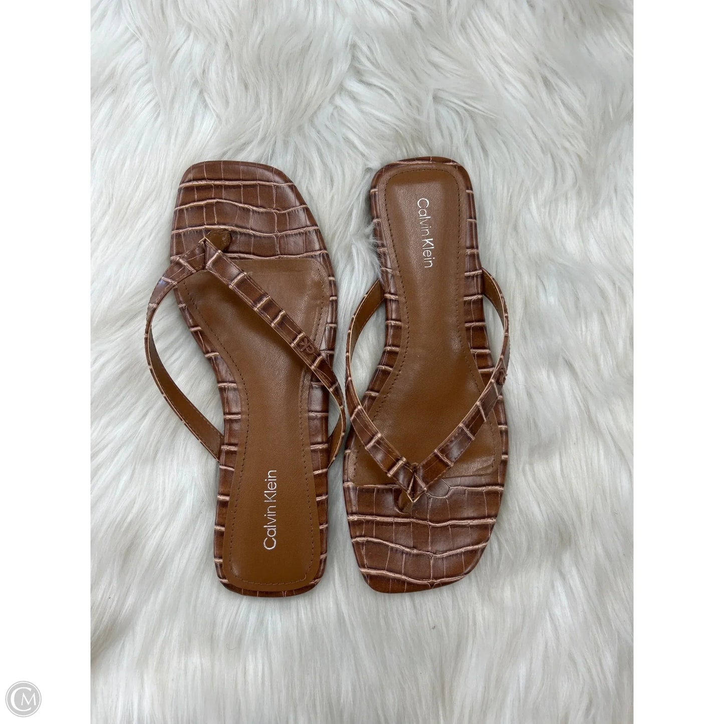Sandals Flats By Calvin Klein In Brown, Size: 7