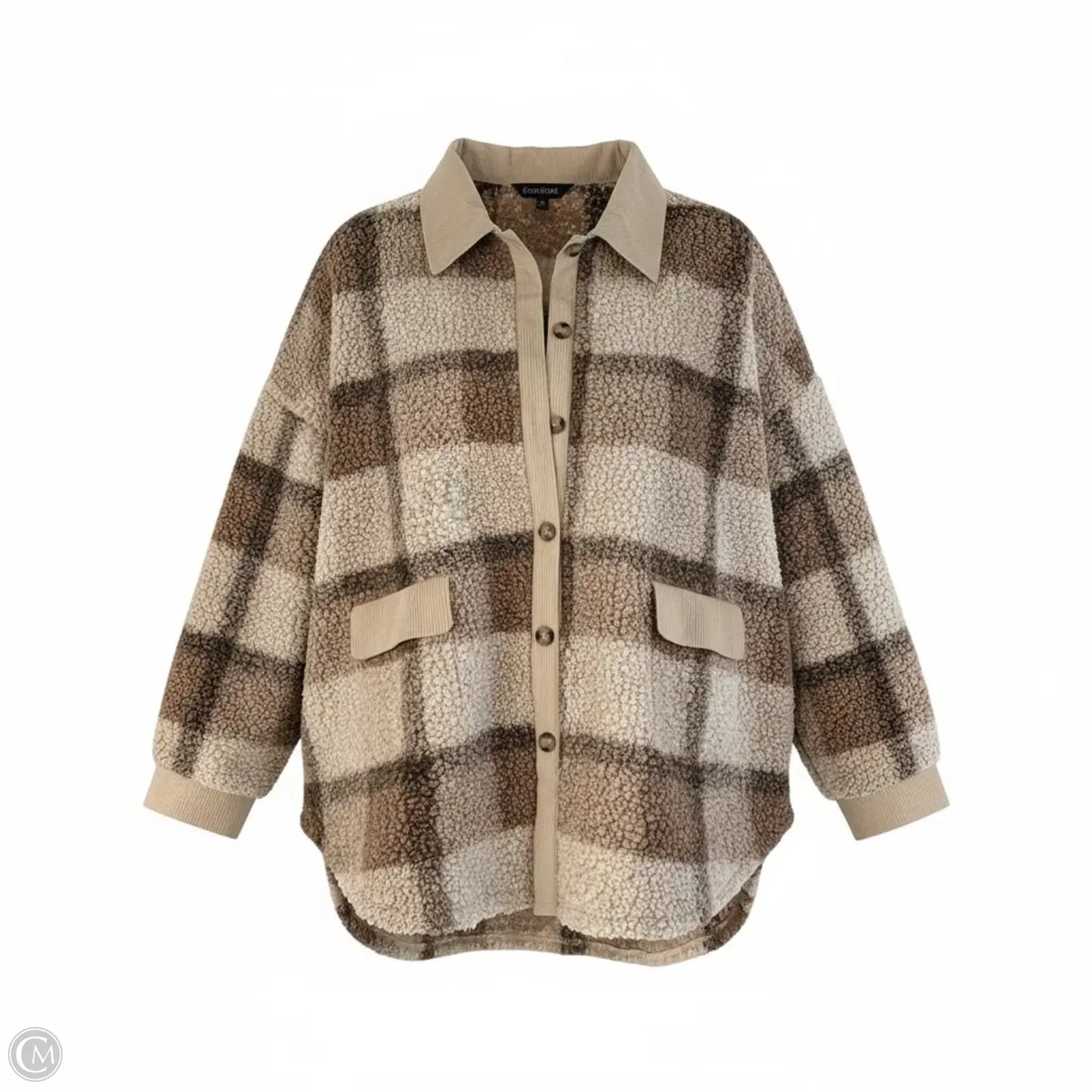 Jacket Faux Fur & Sherpa By Davi & Dani In Plaid Pattern, Size: 3x