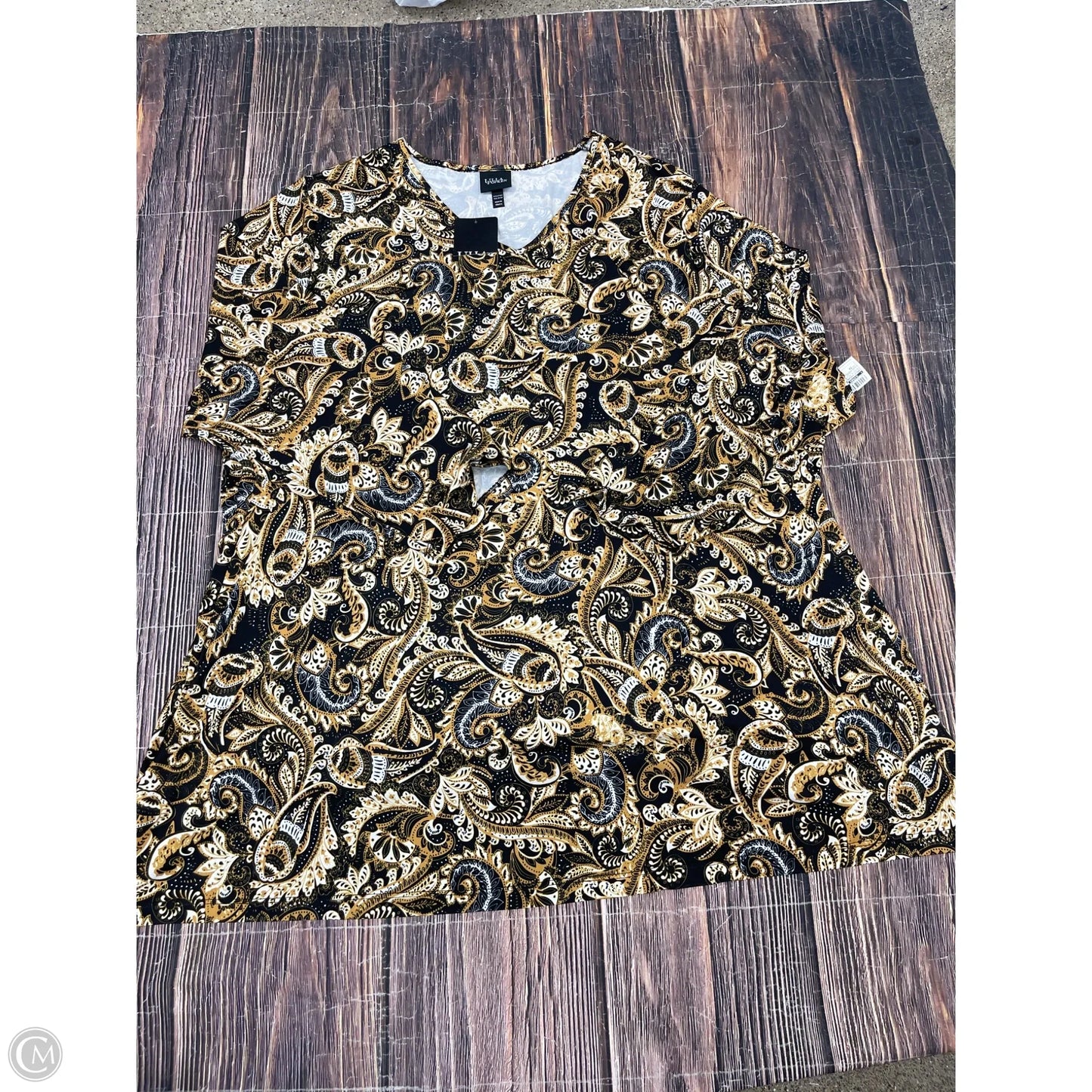 Dress Casual Short By Clothes Mentor In Black & Yellow, Size: 5x