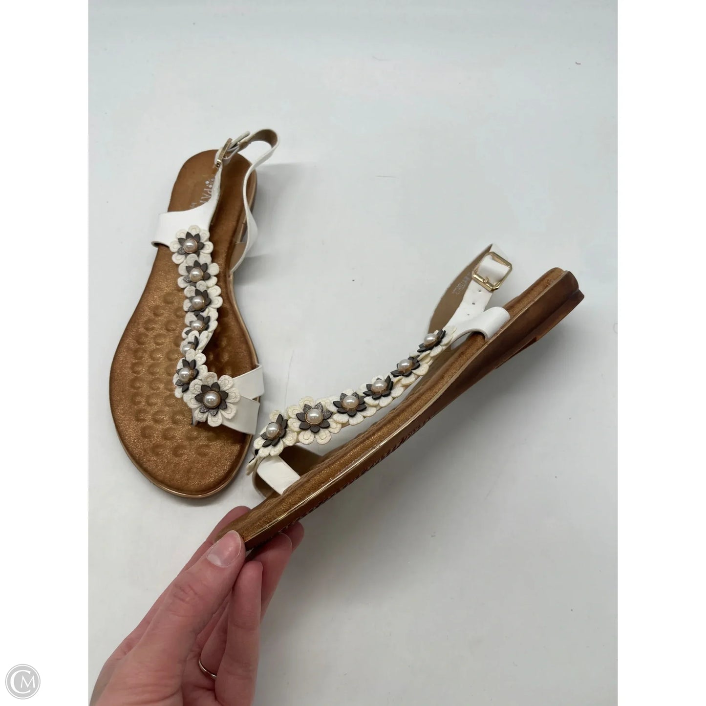Sandals Flats By Spring Step In White, Size: 6.5
