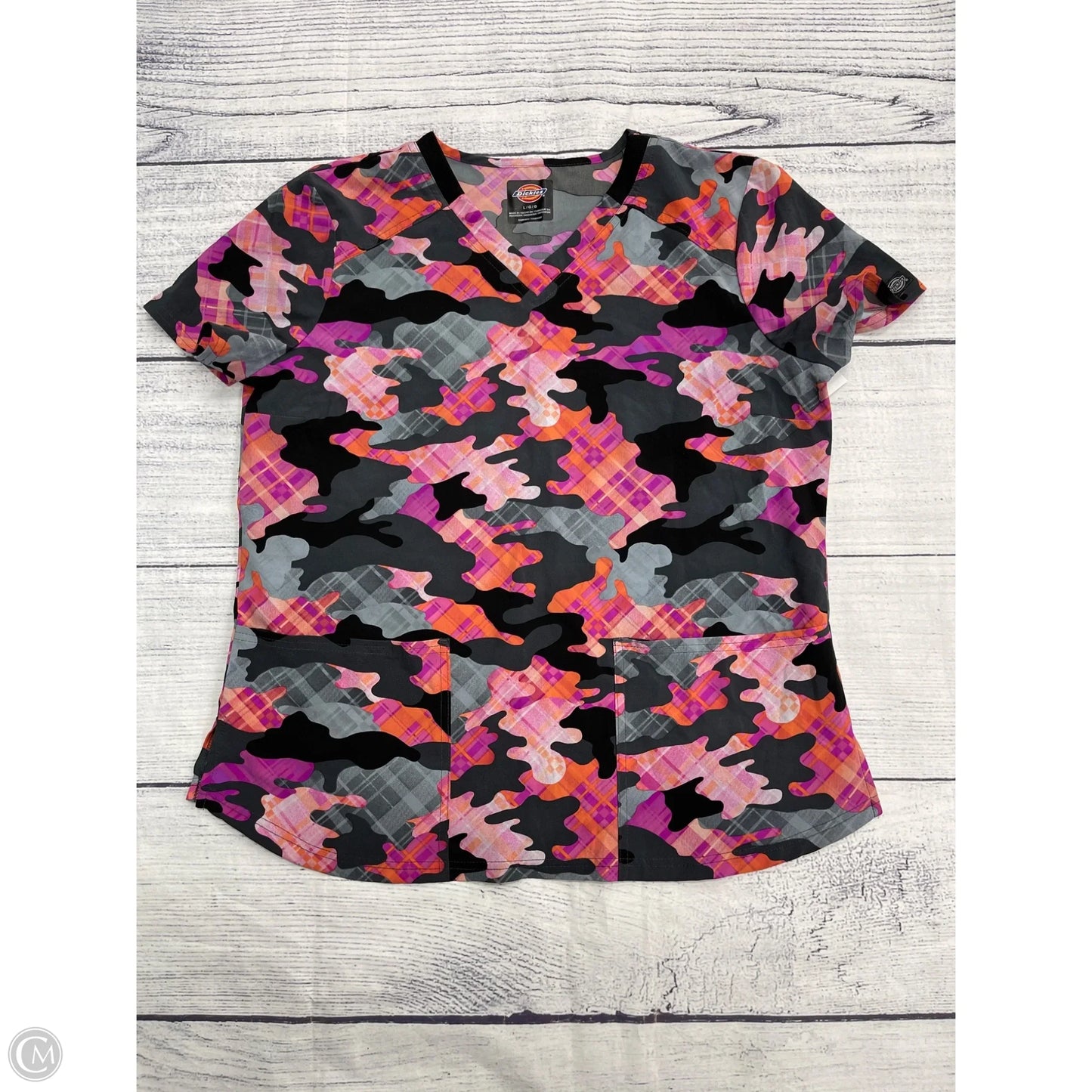 Top Short Sleeve By Dickies In Camouflage Print, Size: L