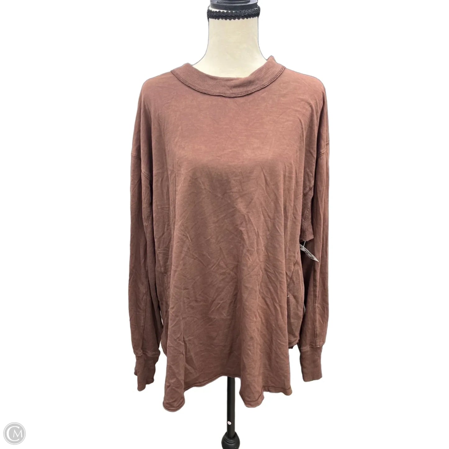 Top Long Sleeve By Aerie In Brown, Size: L