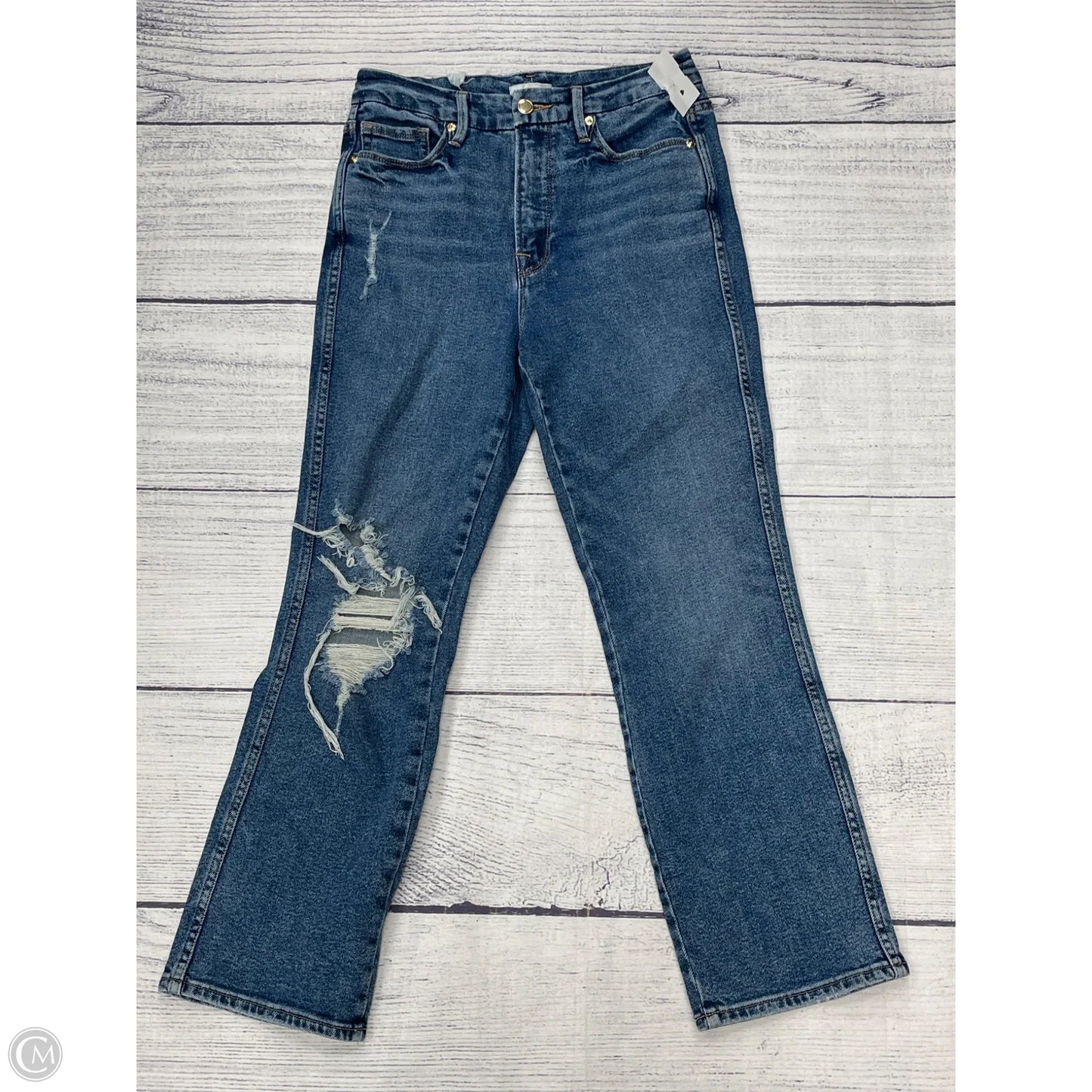 Jeans Straight By Good American In Blue Denim, Size: 8