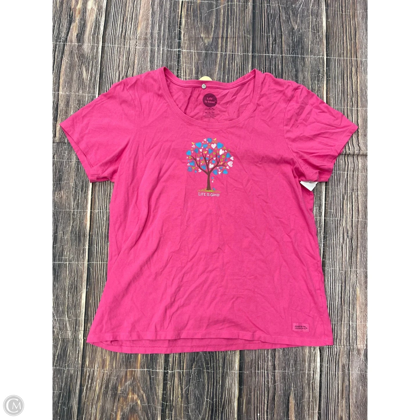 Top Short Sleeve By Life Is Good In Pink, Size: Xl