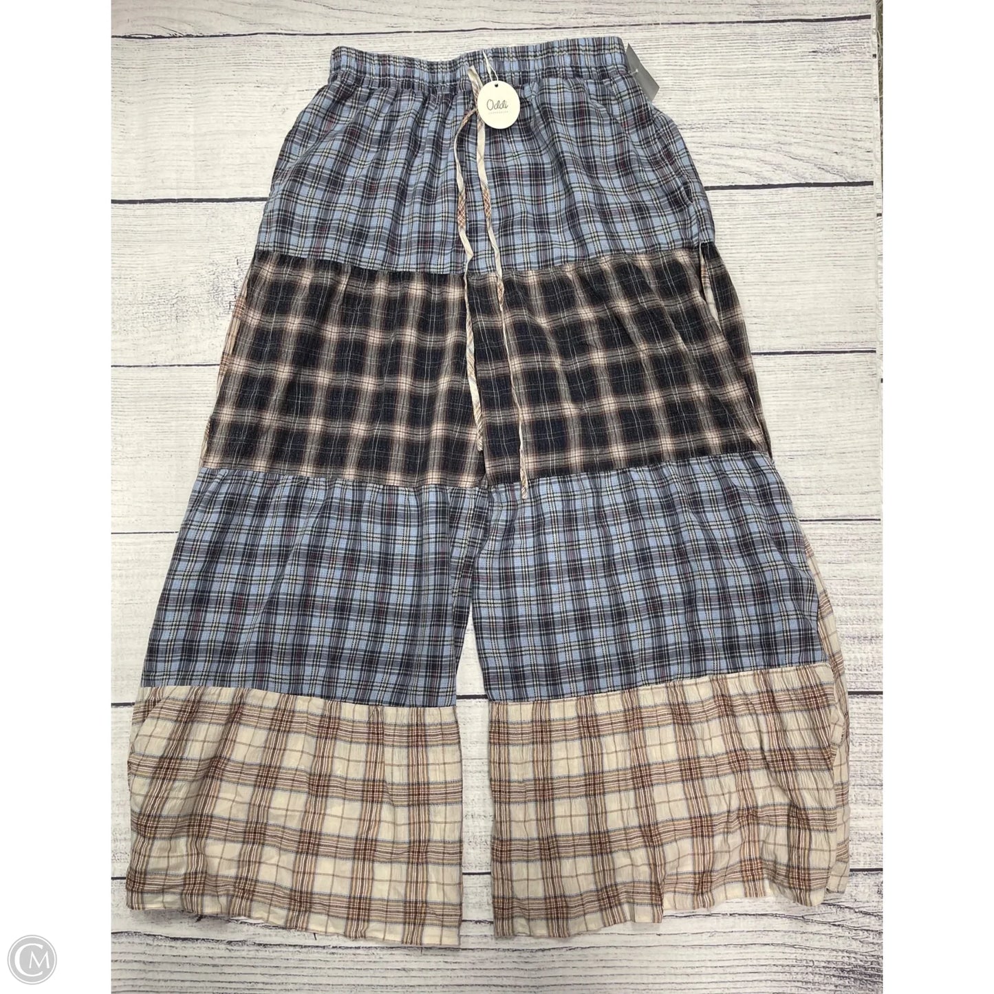 Pants Wide Leg By Oddi In Plaid Pattern, Size: L