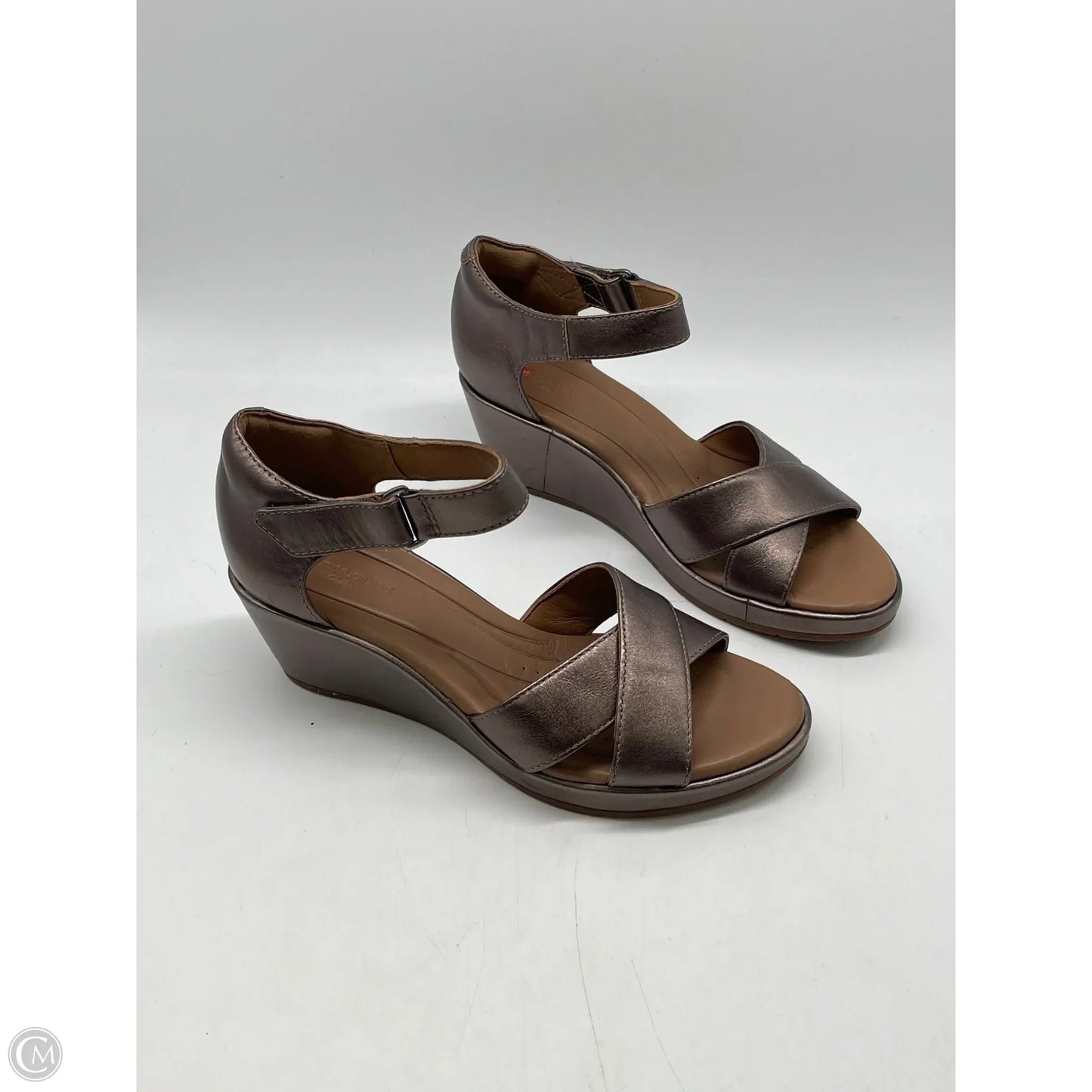 Sandals Heels Wedge By Clarks In Brown, Size: 7
