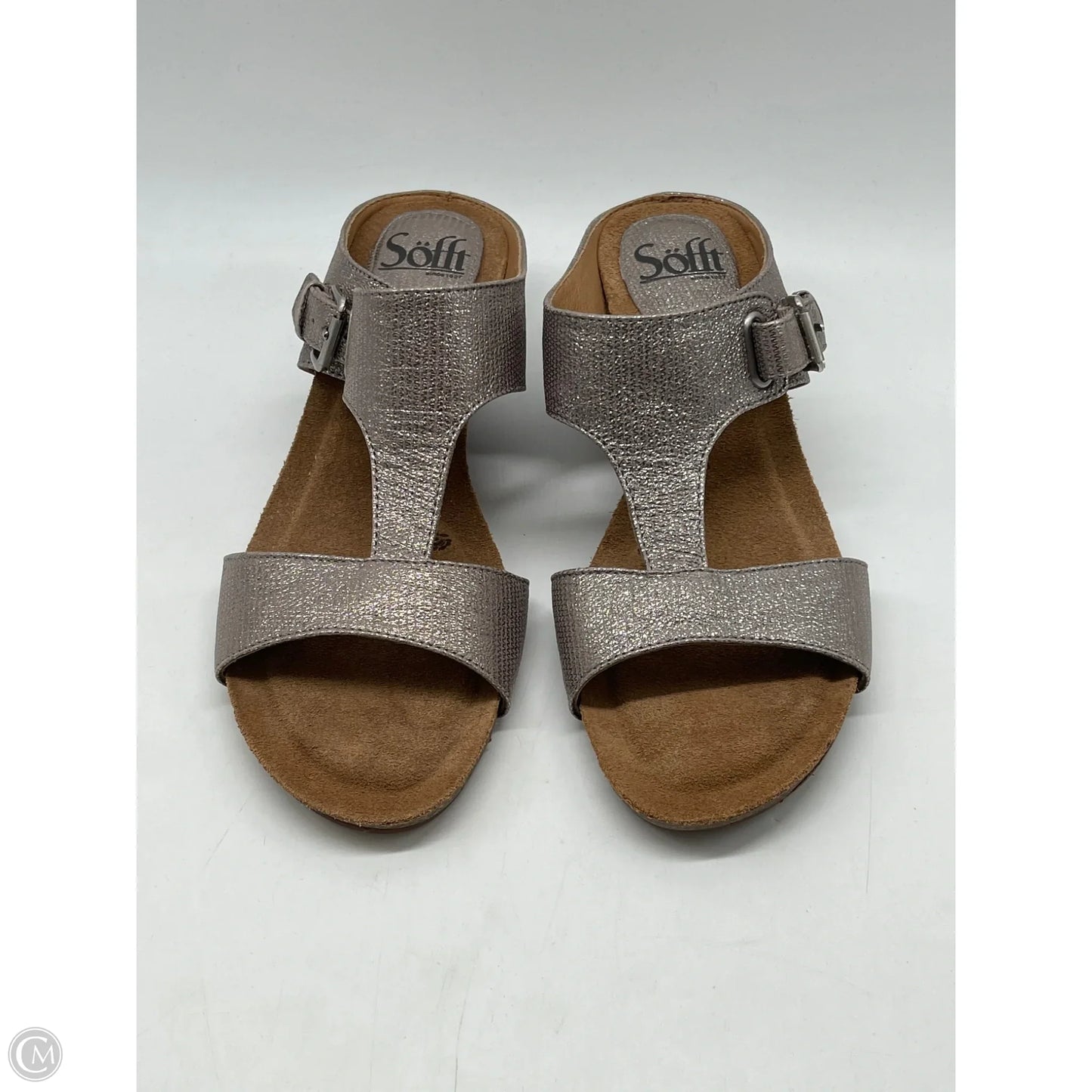 Sandals Heels Wedge By Sofft In Grey, Size: 7.5