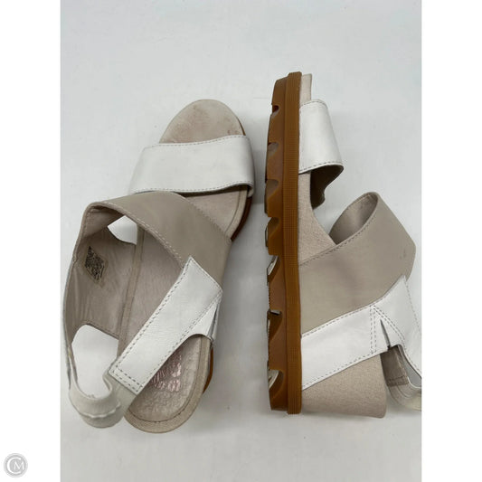 Sandals Heels Wedge By Sorel In Tan & White, Size: 8.5