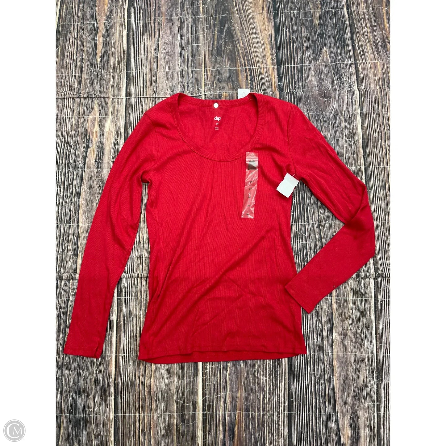 Top Long Sleeve Basic By Dip In Red, Size: M