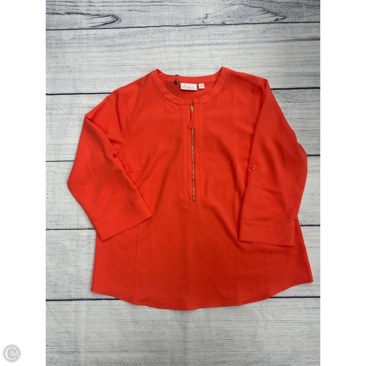 Top Long Sleeve By Belle By Kim Gravel In Orange, Size: M