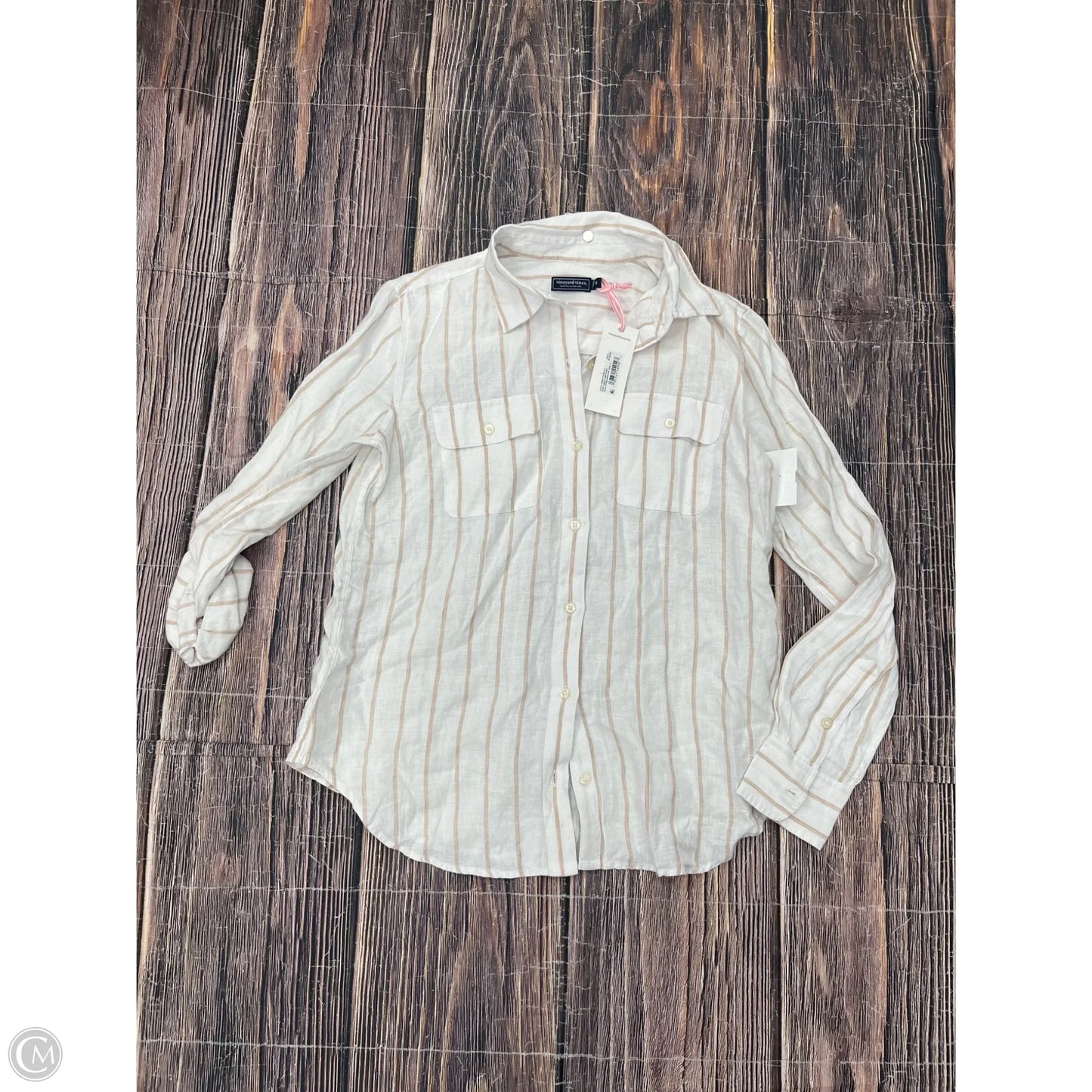 Top Long Sleeve By Vineyard Vines In White, Size: 0