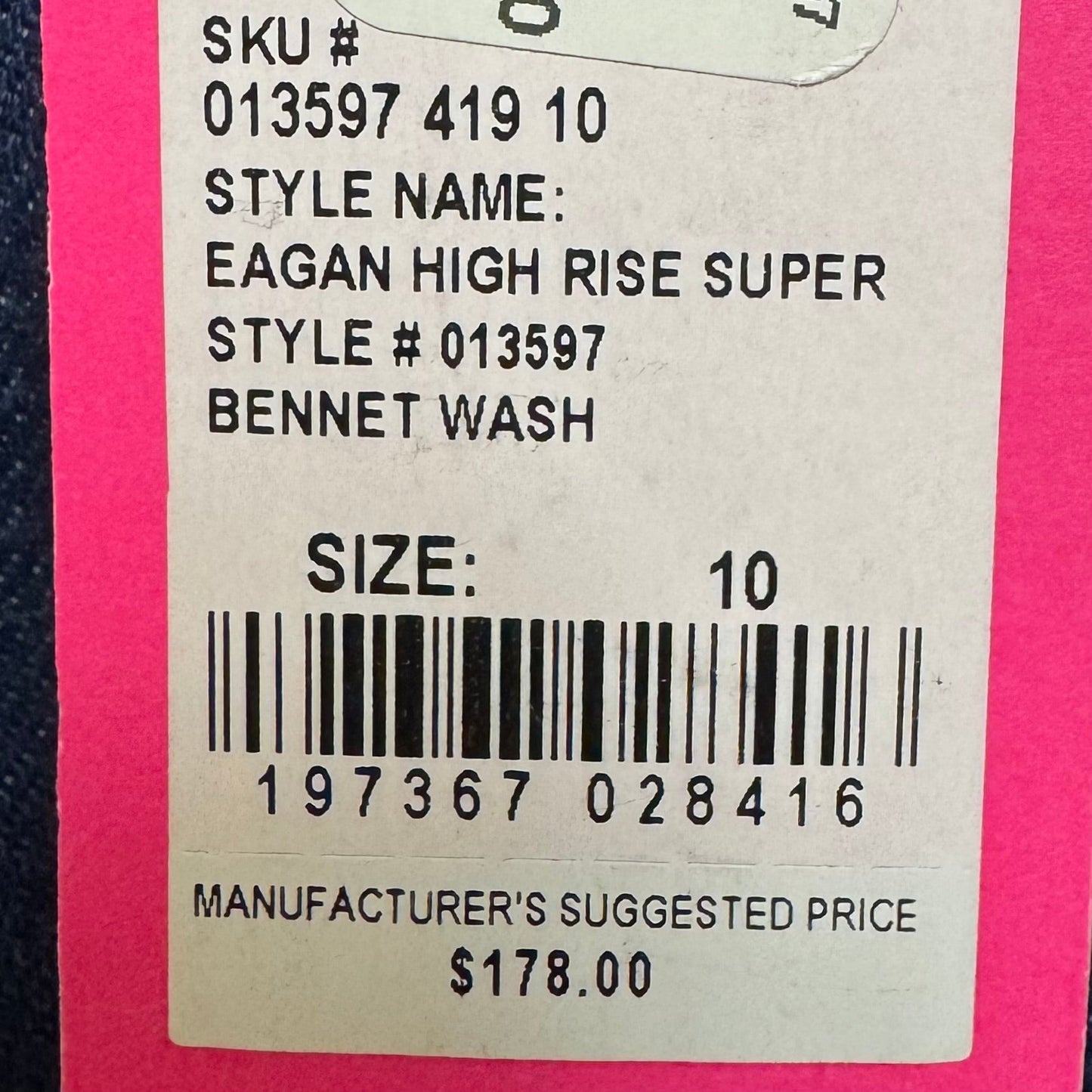 Eagan High Rise Super Jeans Designer By Lilly Pulitzer In Bennet Wash Denim, Size: 10