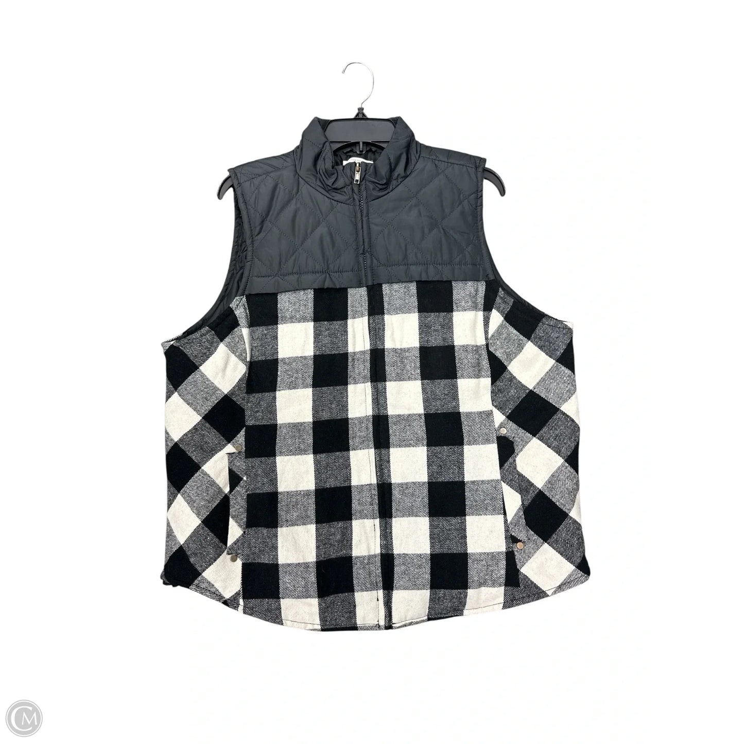 Vest Fleece By Maurices In Black & White, Size: 1x