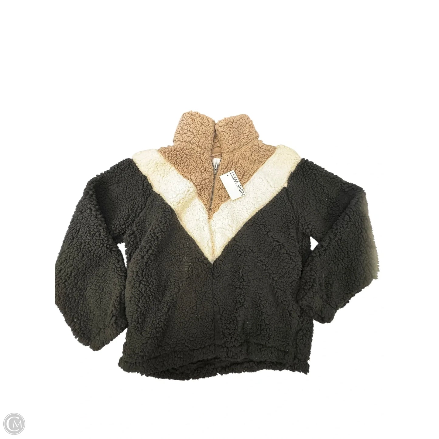 Jacket Fleece By Nine West In Black & Cream, Size: S