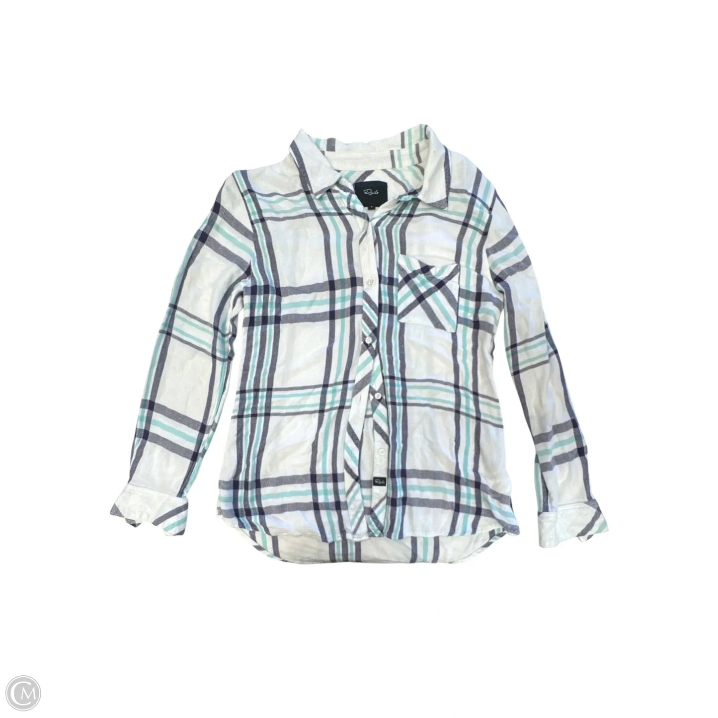 Blouse Long Sleeve By Rails In Purple & White, Size: S
