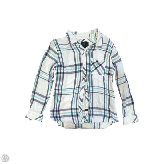 Blouse Long Sleeve By Rails In Purple & White, Size: S