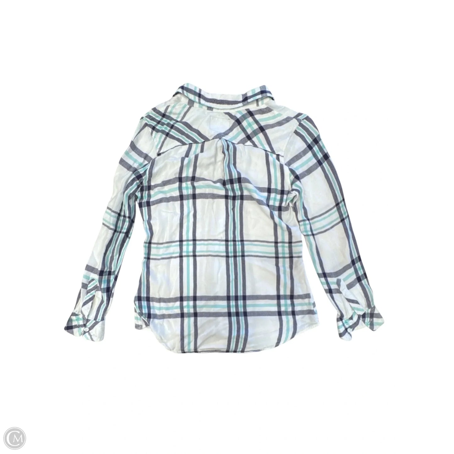 Blouse Long Sleeve By Rails In Purple & White, Size: S