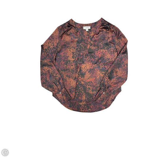 Blouse Long Sleeve By Evereve In Gold & Purple, Size: Xs