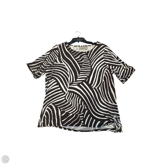 Top Short Sleeve By Chicos In Brown & White, Size: Xl