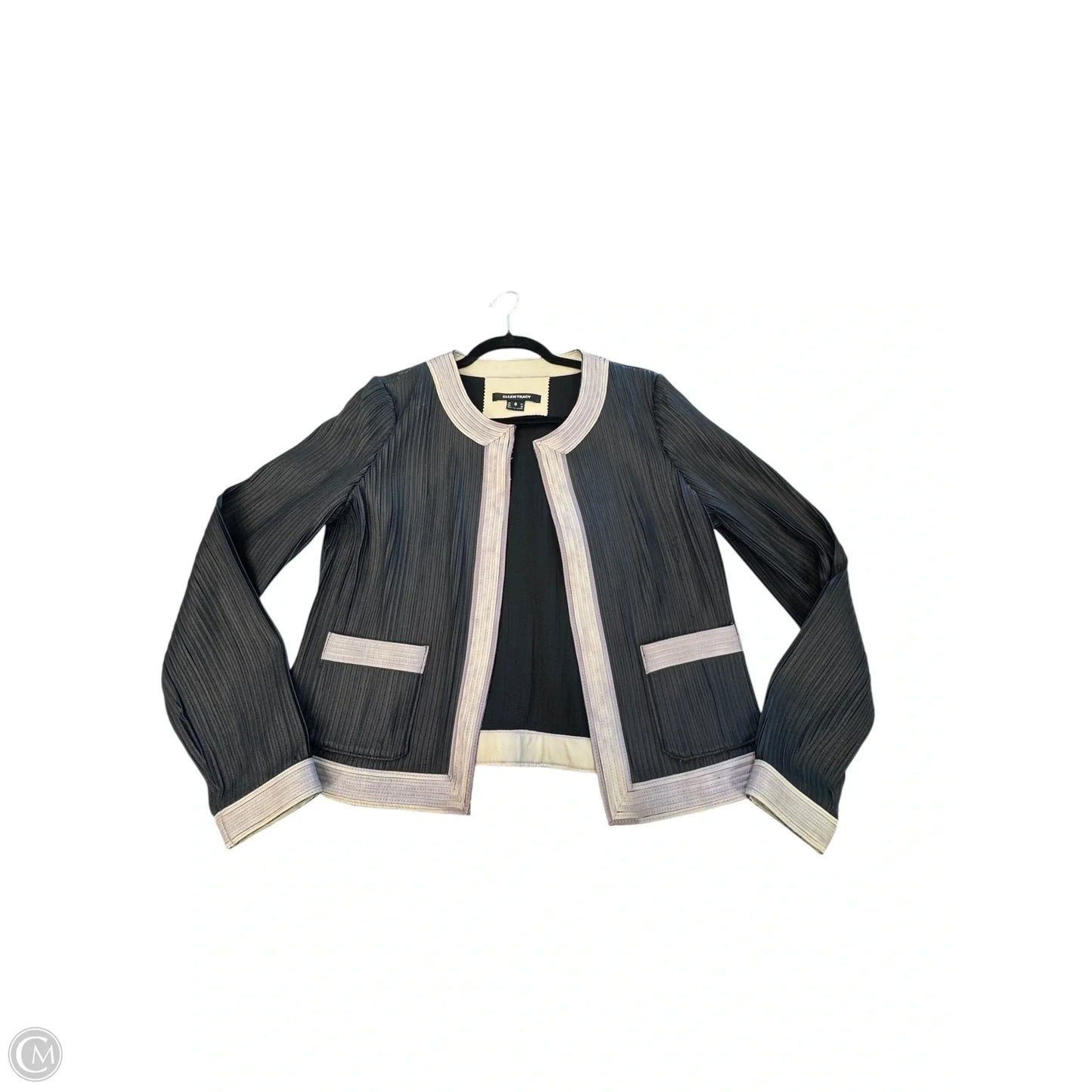 Jacket Leather By Ellen Tracy In Navy, Size: 8