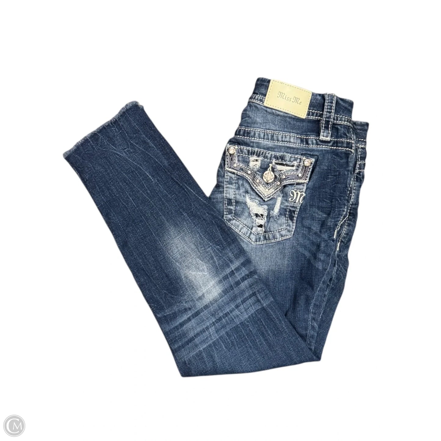 Jeans Cropped By Miss Me In Blue Denim, Size: 6