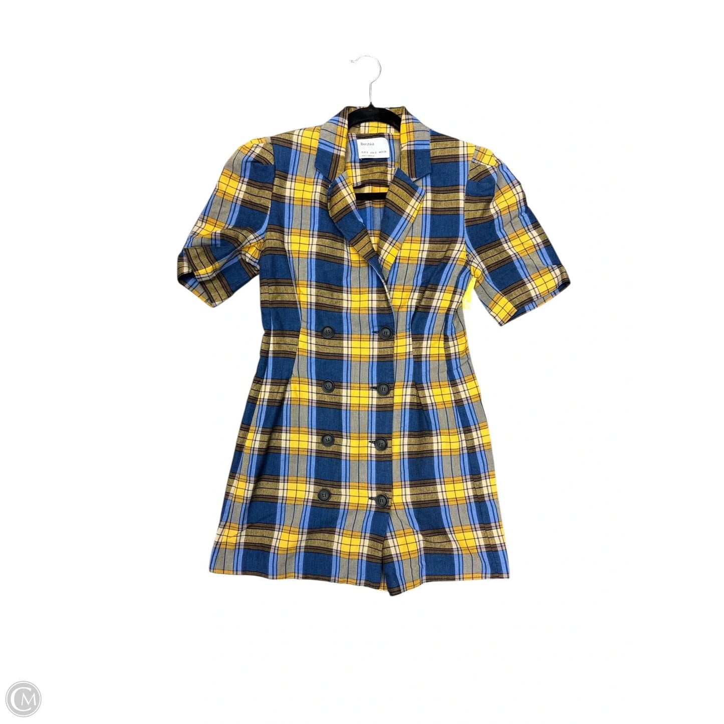 Dress Casual Maxi By Bershka In Blue & Yellow, Size: S