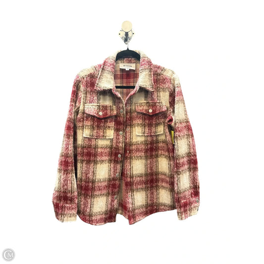 Jacket Shirt By Bb Dakota In Red & Tan, Size: M