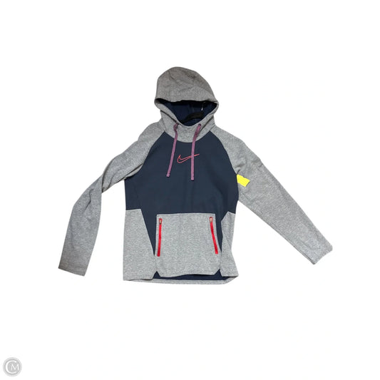 Sweatshirt Hoodie By Nike In Blue & Grey, Size: M