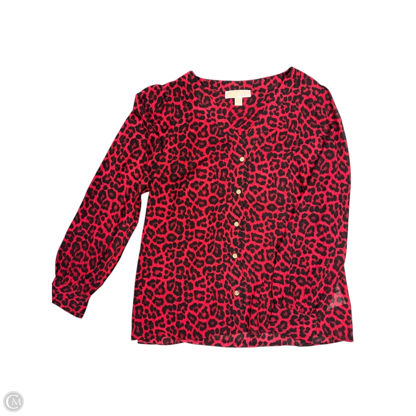 Blouse Long Sleeve By Michael By Michael Kors In Animal Print, Size: L