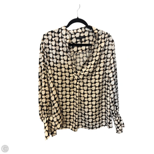 Blouse Long Sleeve By Banana Republic In Black & Brown, Size: Xl