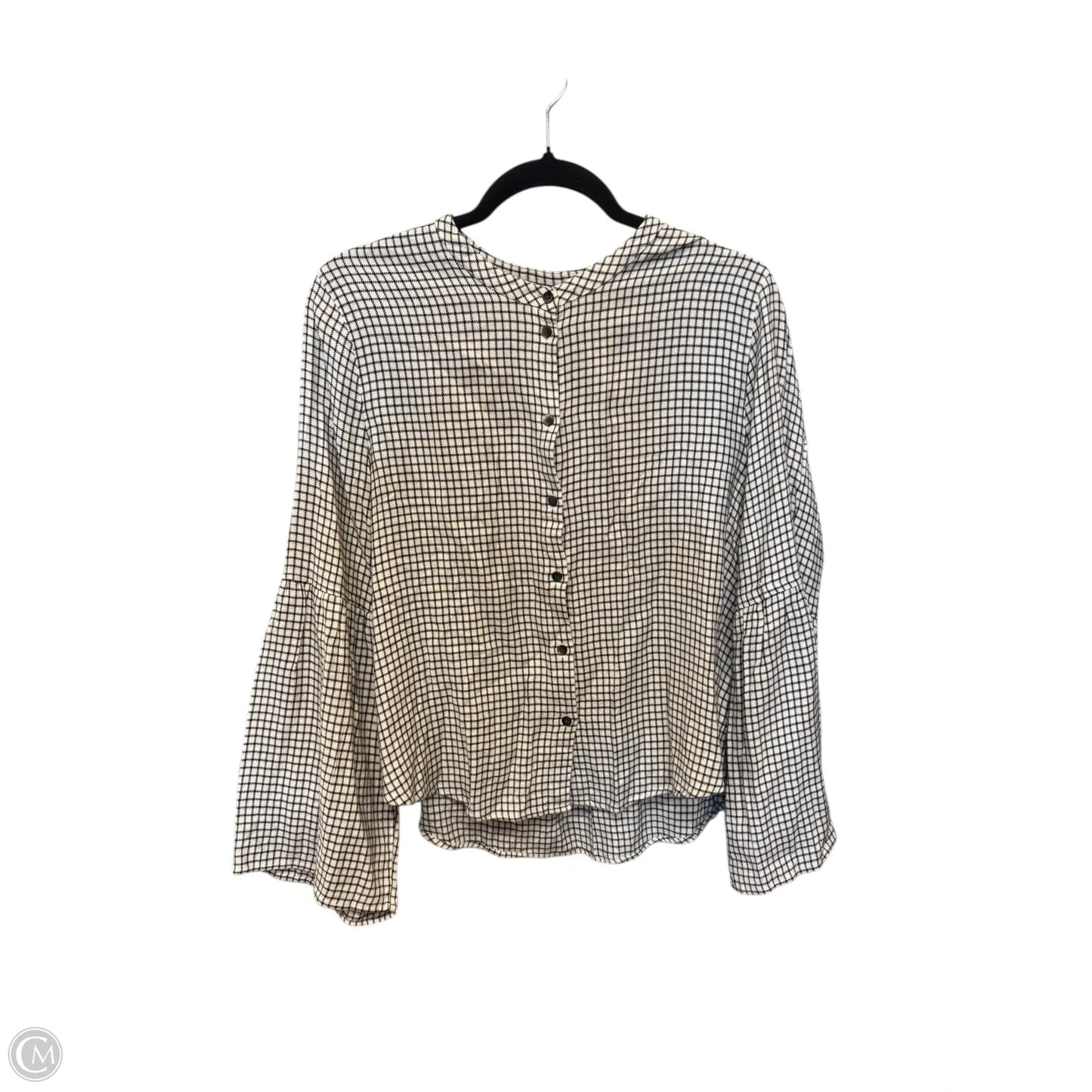 Blouse Long Sleeve By Madewell In Black & White, Size: Xl