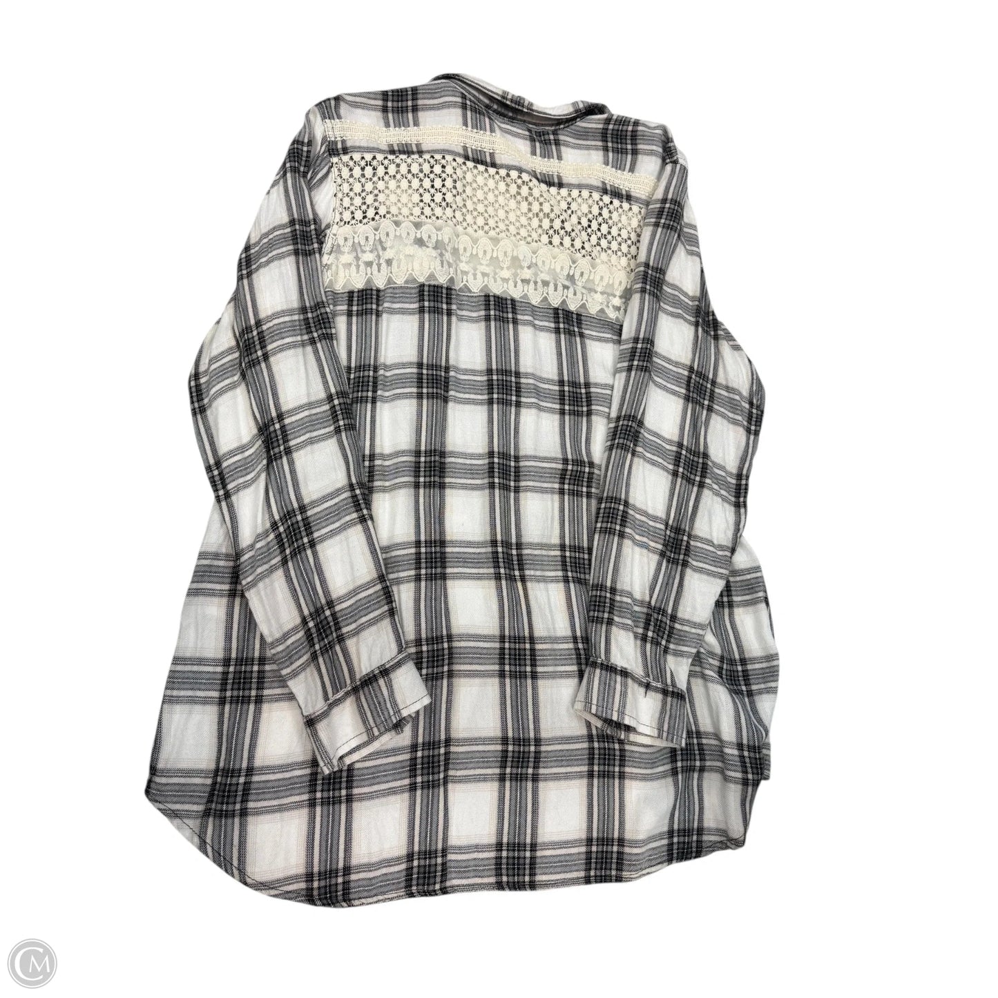 Blouse Long Sleeve By Dressbarn In Black & White, Size: 1x