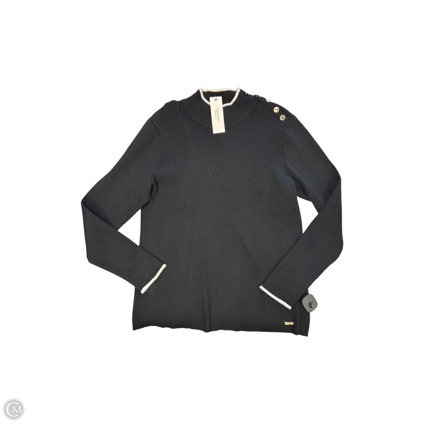 Top Long Sleeve By Calvin Klein In Black, Size: Xl