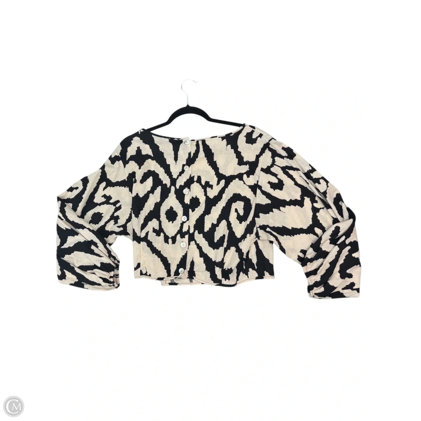 Top Long Sleeve By Rachel Zoe In Black & Cream, Size: L