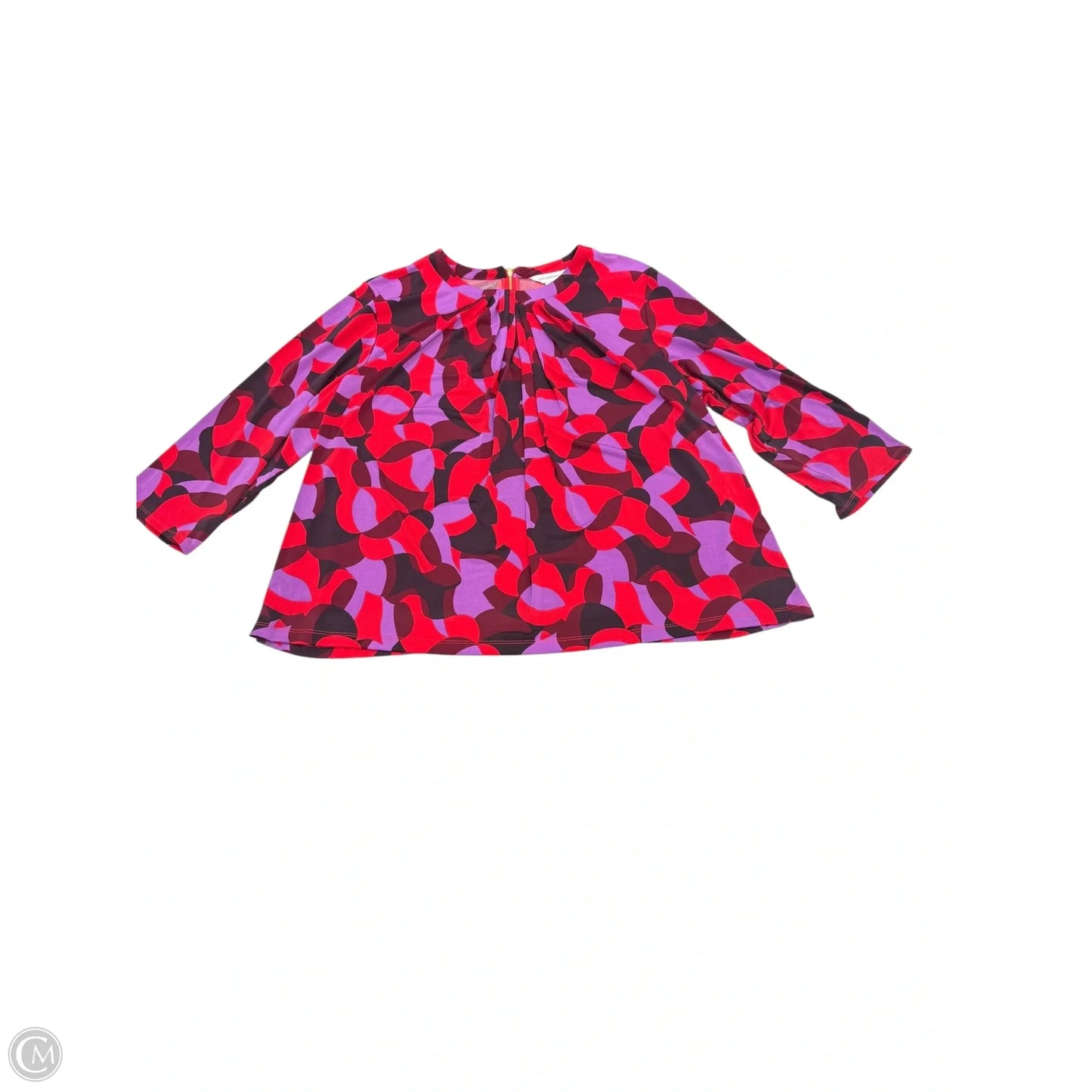Top 3/4 Sleeve By Liz Claiborne In Purple & Red, Size: 2x