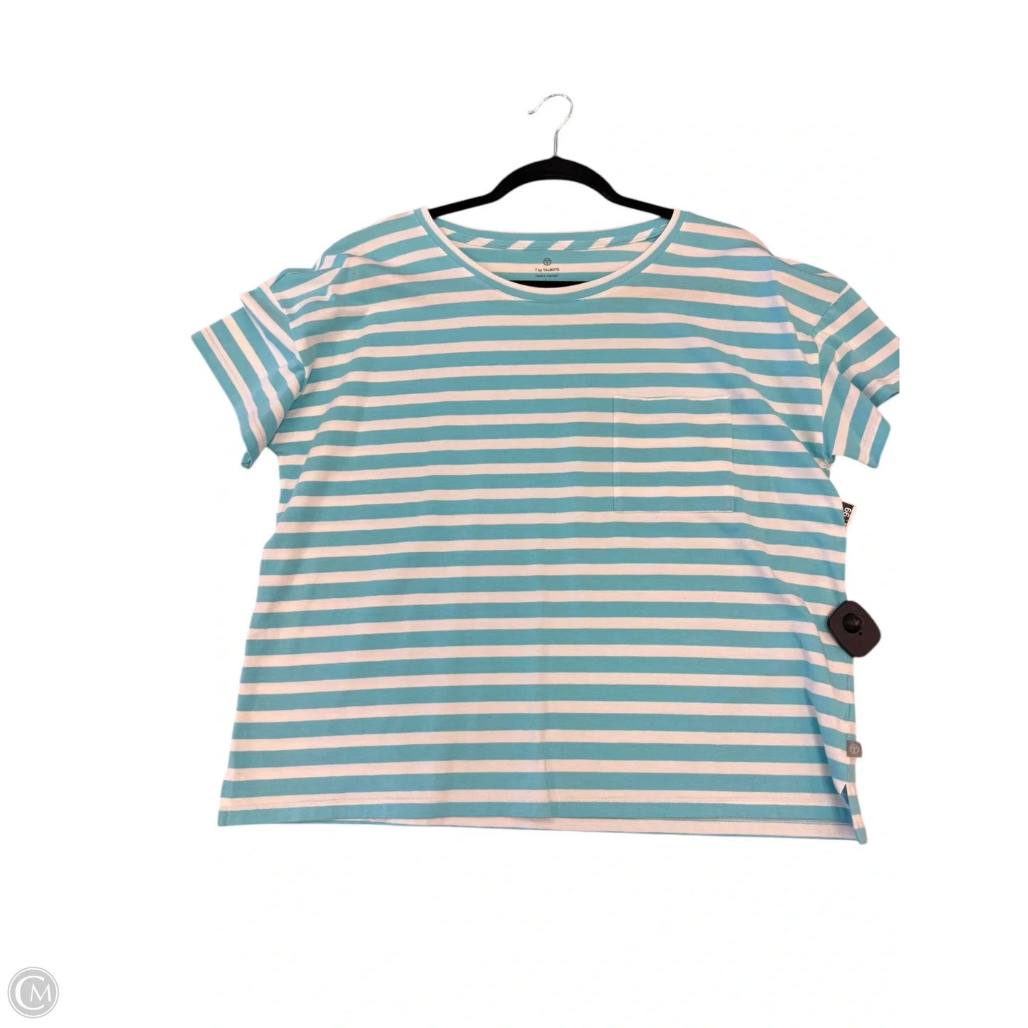 Top Short Sleeve By Talbots  In Blue & White, Size: L