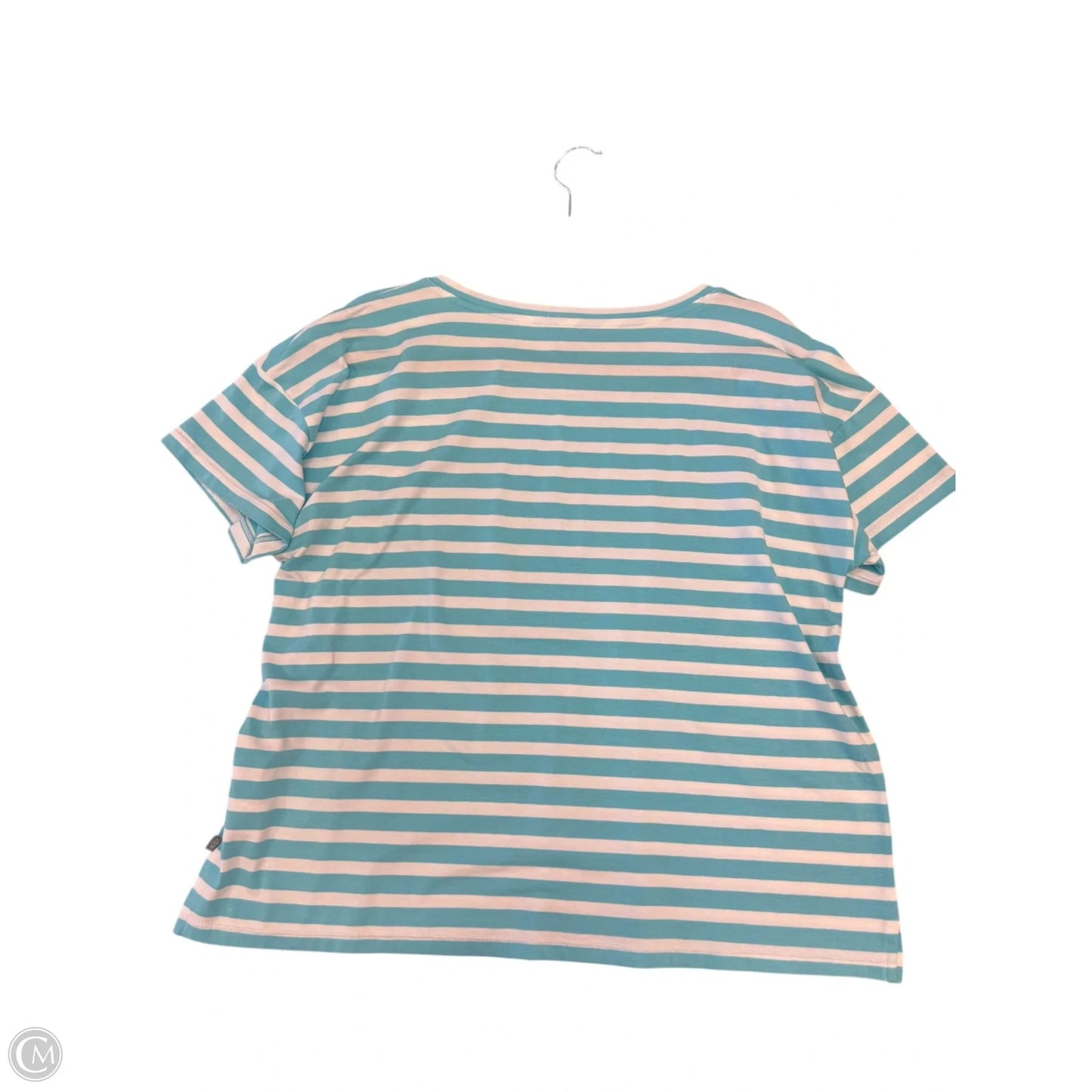 Top Short Sleeve By Talbots  In Blue & White, Size: L