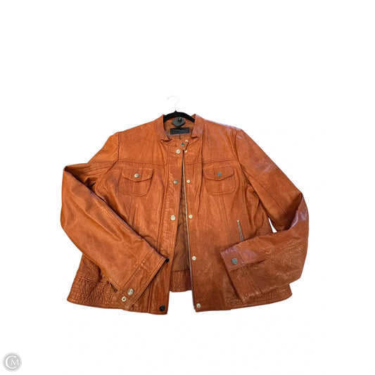 Jacket Leather By Tahari By Arthur Levine In Brown, Size: Xl