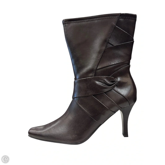 Boots Ankle Heels By Fashion Bug In Brown, Size: 8