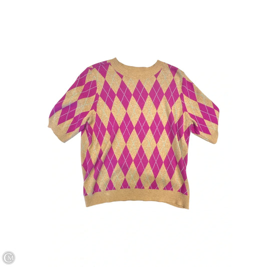 Sweater Short Sleeve By Charter Club In Pink & Tan, Size: L
